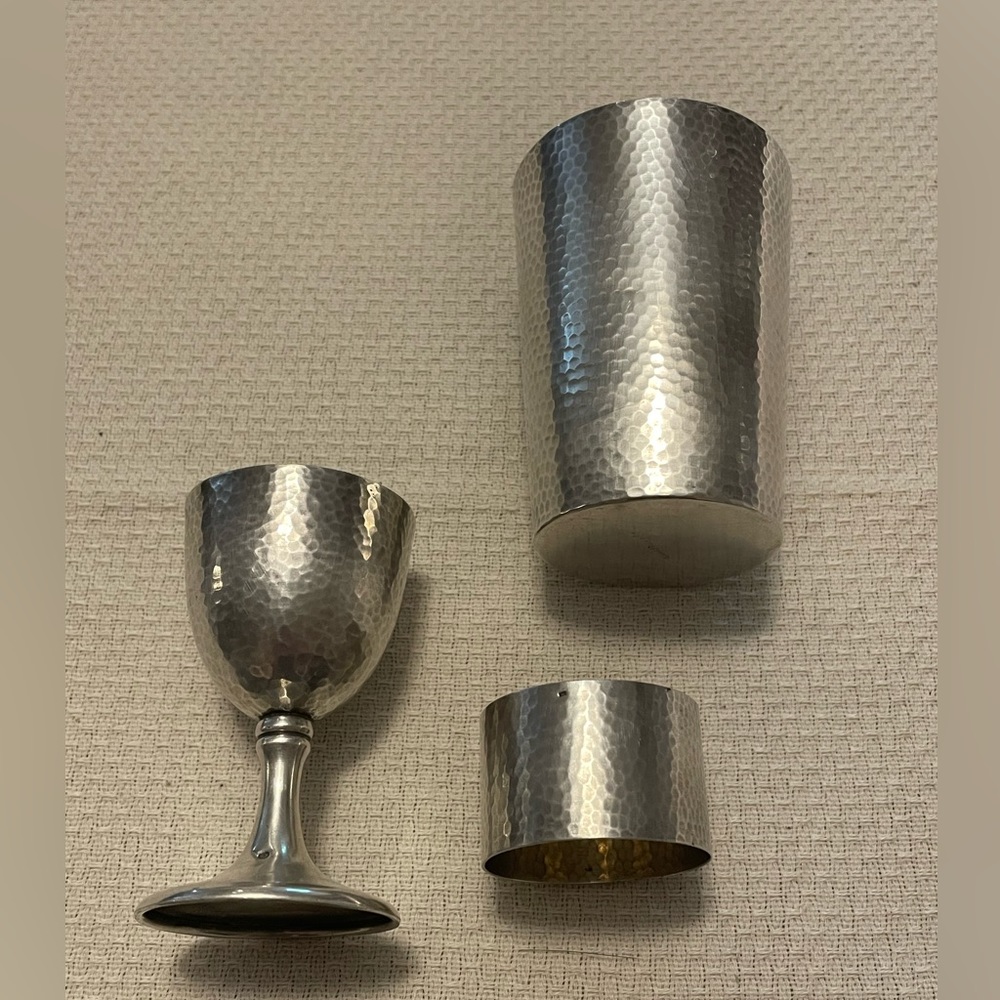 STERLING 800- BABY CUP, EGG CUP, NAPKIN HOLDER- 3 PC SET GERMANY